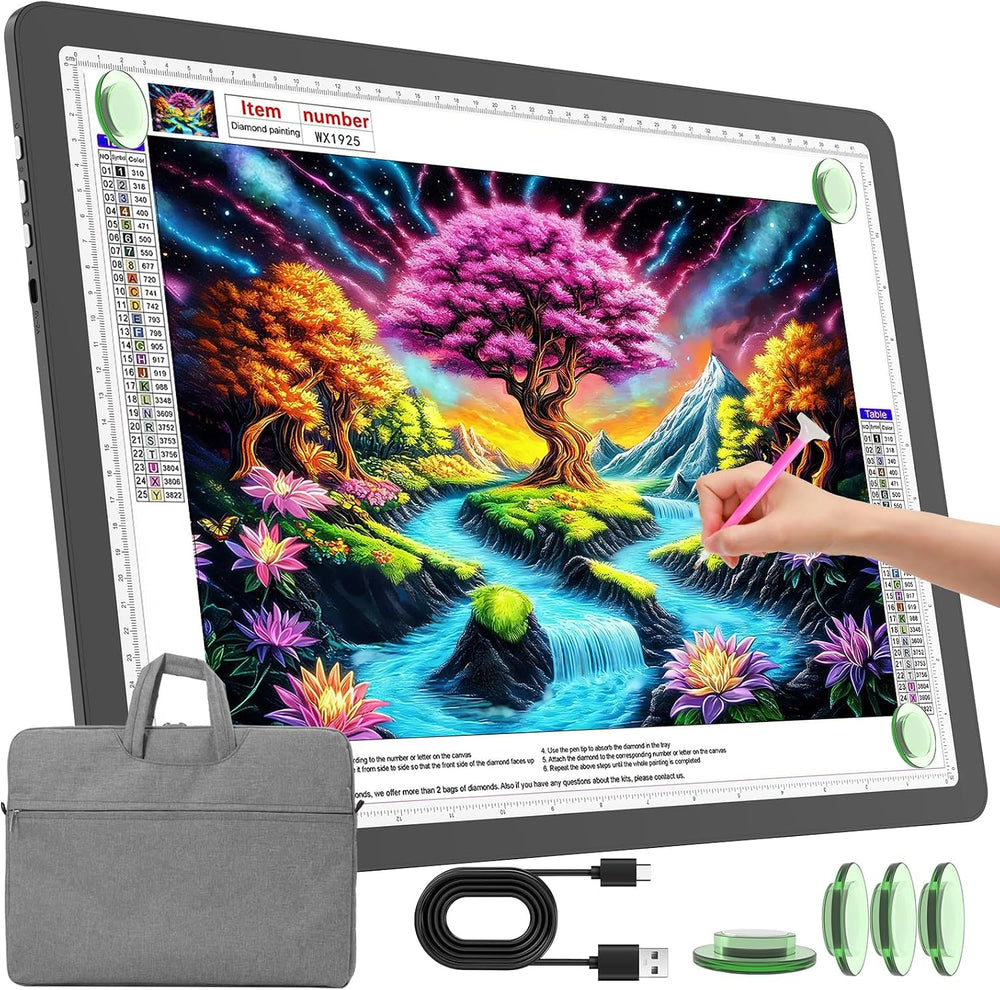 TOHETO Rechargeable A3 Light Pad with Carry Bag for Diamond Painting, Ultra B...
