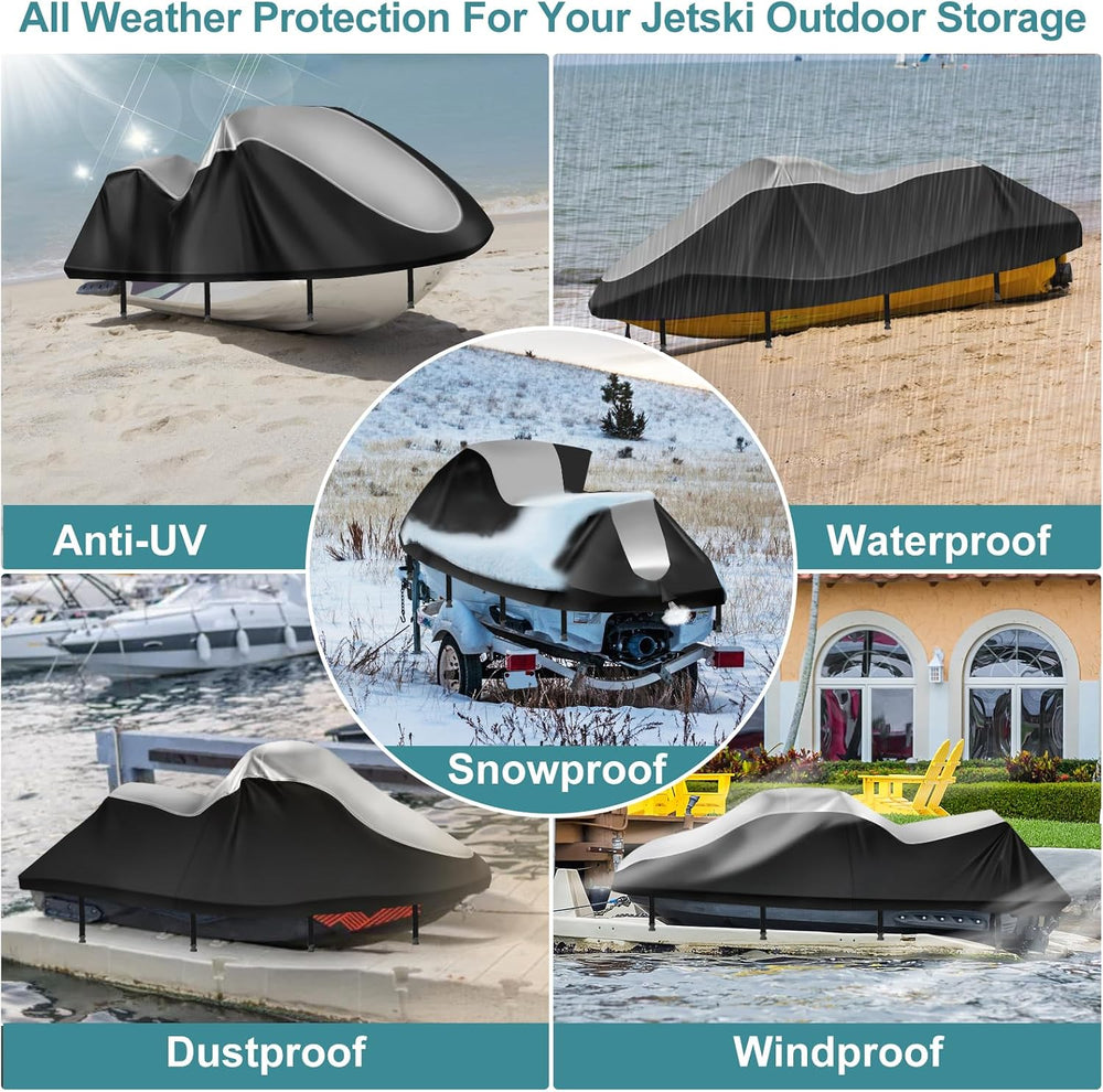 Jet Ski Cover 420D Waterproof for Yamaha Seadoo, 115"-120" PWC Cove...