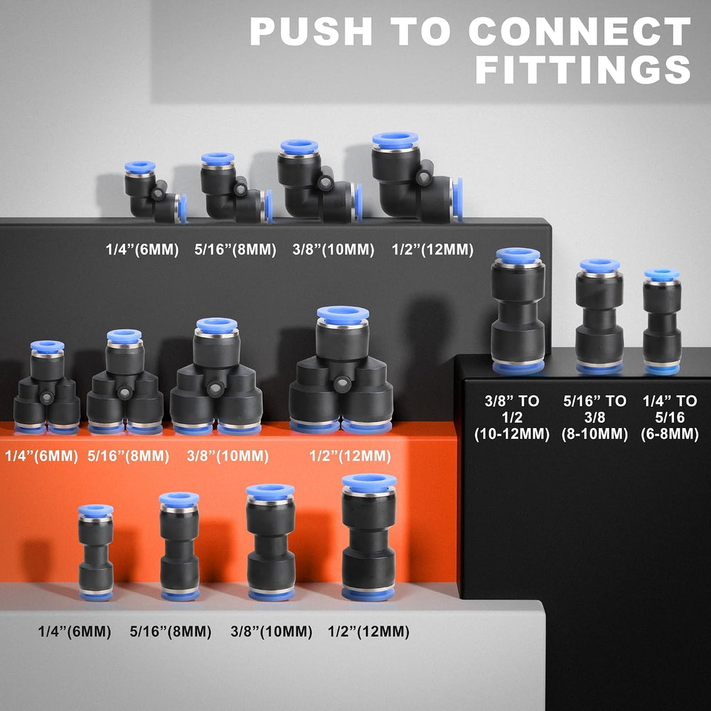Hromee Air Line Disconnect Removal Tool Kit with 15PCS Pneumatic Fittings