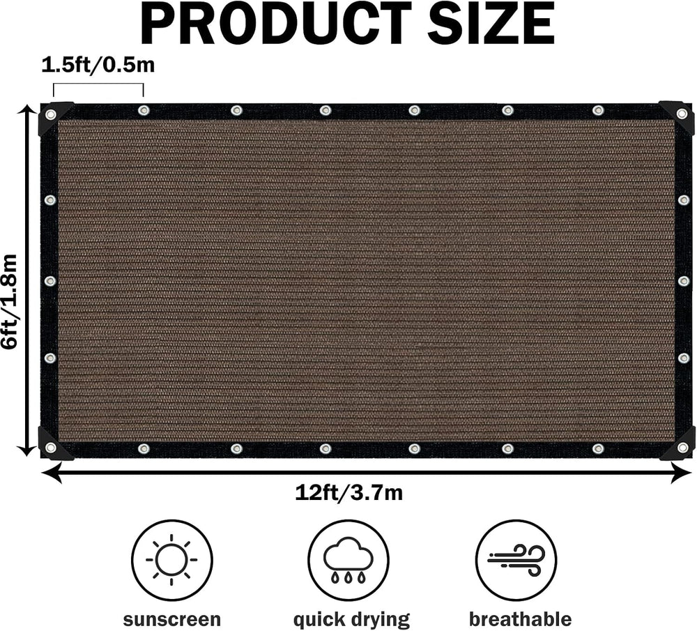 Mocha Sun Shade Cloth,Pergola Shade Cover with Reinforced Grommets,90% Shade ...