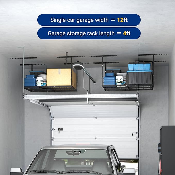 FLEXIMOUNTS 3x4 Overhead Garage Storage Rack, Adjustable Organization System