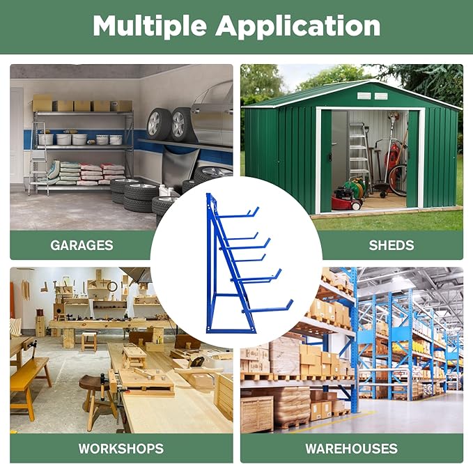 4 Tier Steel Horizontal Storage Rack, Heavy Duty Free Standing Bar Storage