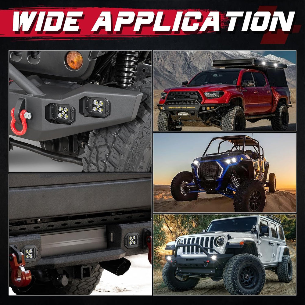 OFFROADTOWN 5 Inch 100W Flush Mount LED Cubes Offroad Reverse Fog Lights