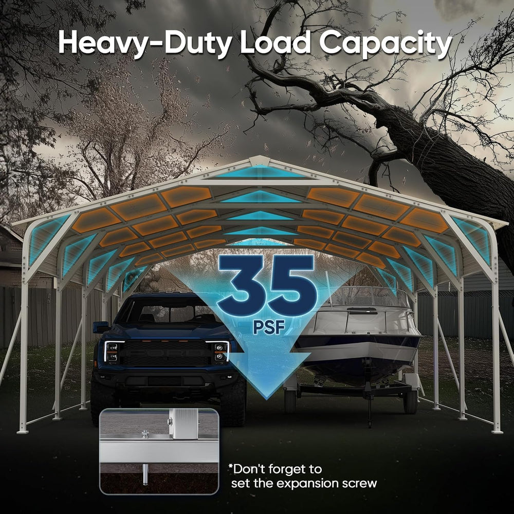 20x20 FT Heavy Duty Metal Carport with Vertical Roof, Pre-Drilled All Weather...