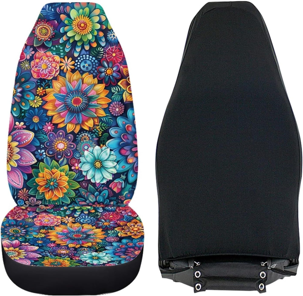 Car Seat Covers Universal Fit Most Vehicles Boho Floral Blossoms 2 Packs Auto...