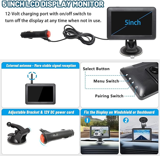 EWAY Wireless WiFi Magnetic Hitch Backup Camera 1080P HD Rechargeable Battery