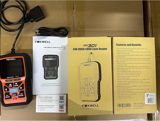 FOXWELL NT301 OBD2 Scanner Graphing Live Data Diagnostic Code Reader