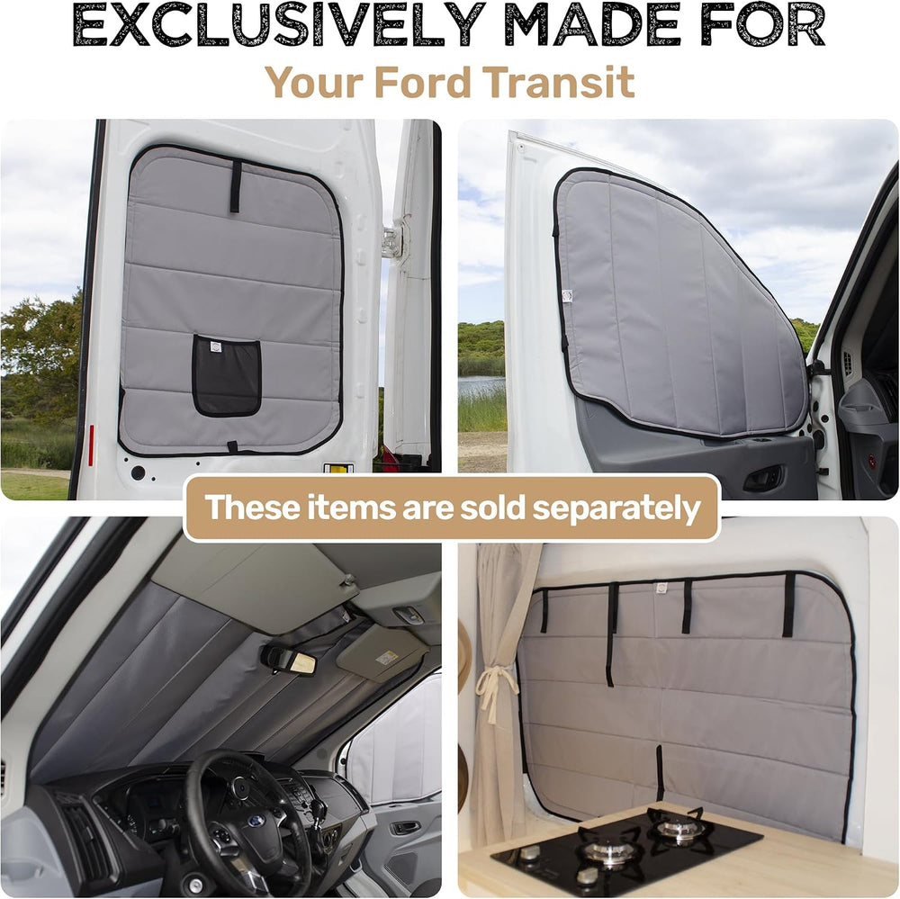 Living in a Bubble Insulated Blackout Rear Door Window Covers for Ford Transi...