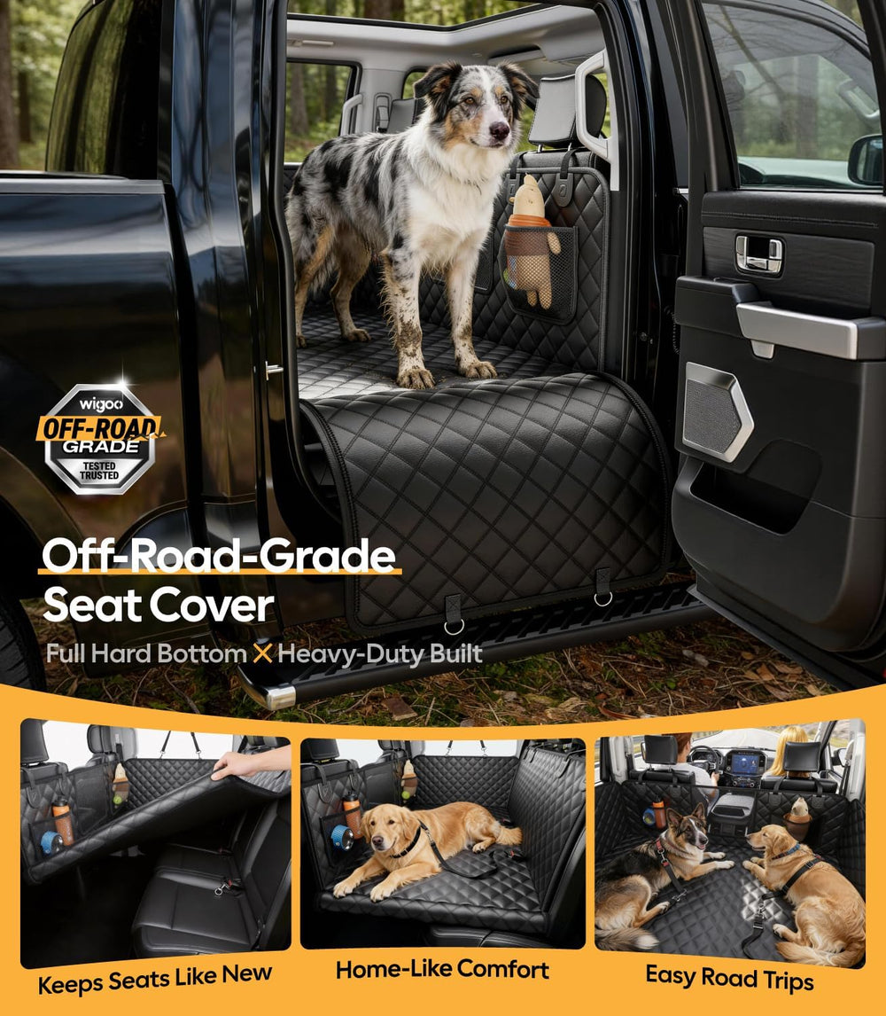 Wigoo Dog Truck Seat Cover for Back Seat, Hard Bottom Support, Anti-Scratch