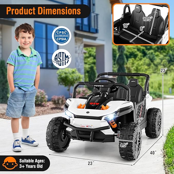 Costzon Kids UTV, 12V Battery Powered Electric Off-Road Car w/Remote Control