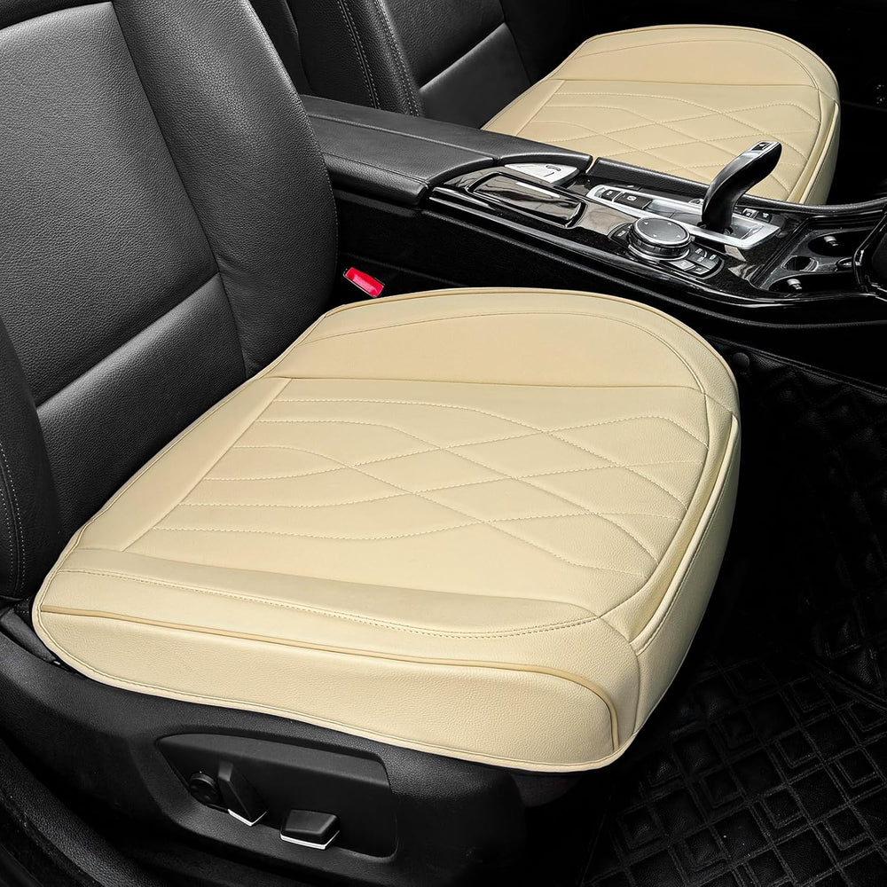2Pack Leather Front Car Seat Covers, Luxury Bottom Covers, Beige