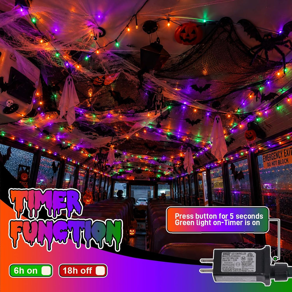 Halloween String Lights Purple Orange and Green 328ft 1000 LED