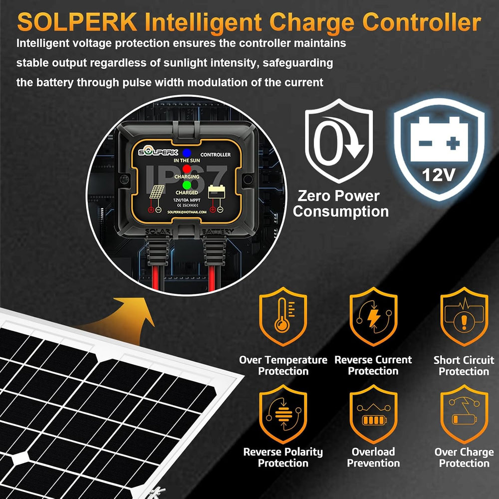 SOLPERK Solar Panel Kit, Waterproof Solar Battery Trickle Charger Maintainer ...