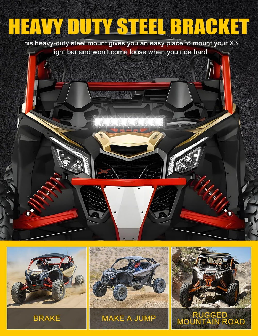 X3 Shock Tower Light Bar Mount Kit Compatible with Can-Am Maverick