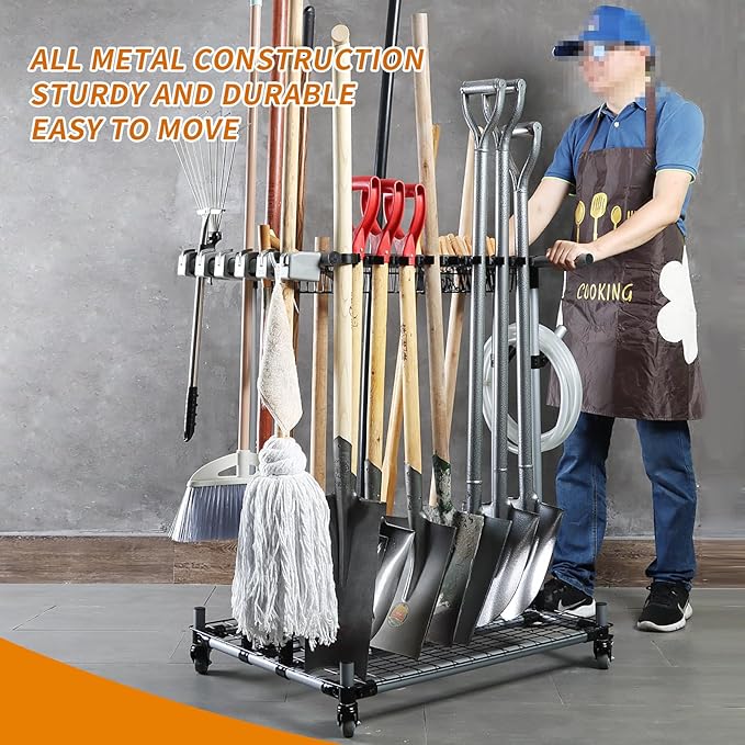 Heavy duty garden tool organizer garage storage holder storage large long