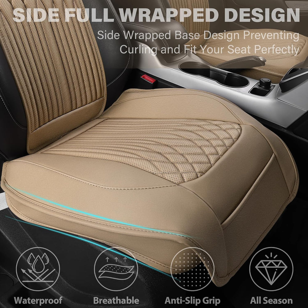CAR PASS Car Seat Protector, 2 Pack Sideless Nappa Leather Seat Covers for Ca...