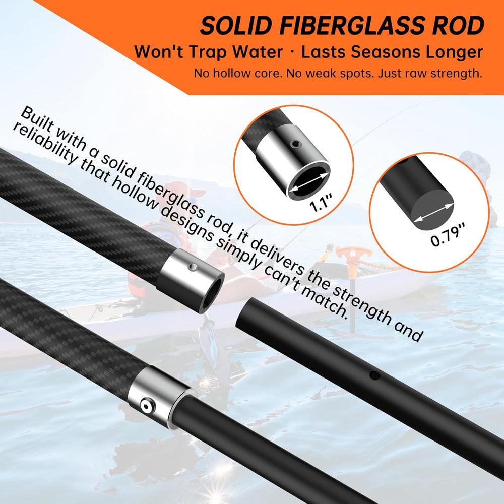 8.63'/12.3' Shallow Water Anchor Pole with T-Handle, Solid Fiberglass...