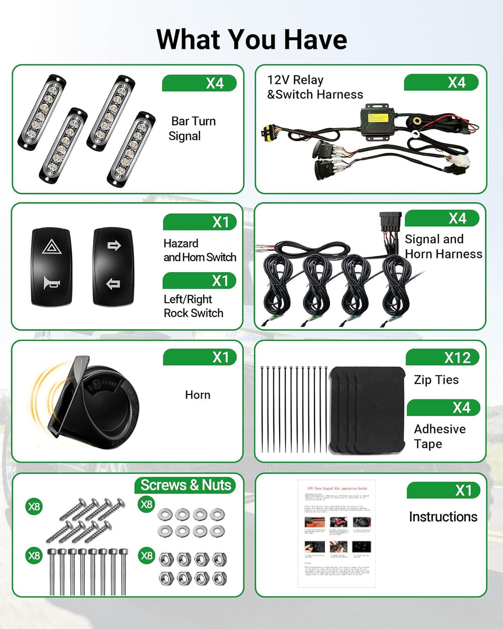 Universal UTV Turn Signal Kit with Horn 110dB, Plug&Play Street Legal UTV...