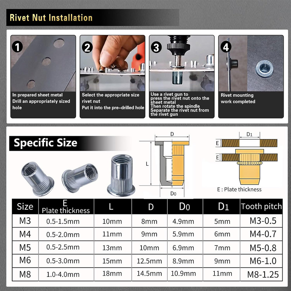 Rivet Nut Tool Kit 540Pcs Nut Riveter Tool Kit