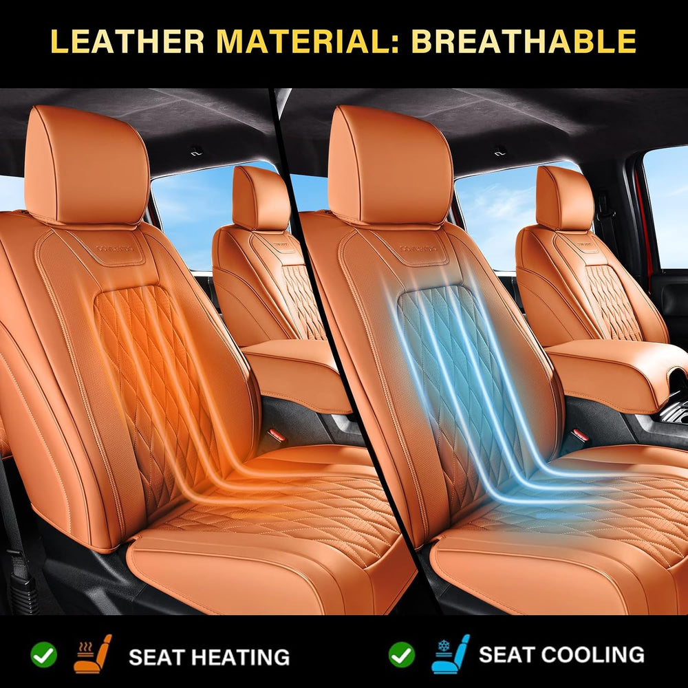 Coverado Premium Leather Full Set Seat Covers Waterproof Heavy-Duty Protector...