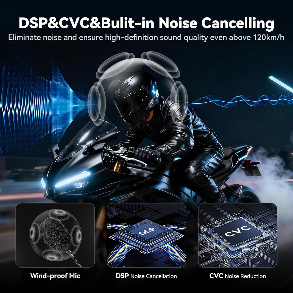 XGP X10 10 Riders Group Mesh Motorcycle Intercom, 3000m Motorcycle Bluetooth ...