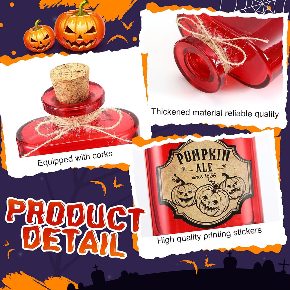 LemonRoad 8 Pcs Potion Bottles Halloween Decoration Glass with Cork, Gothic