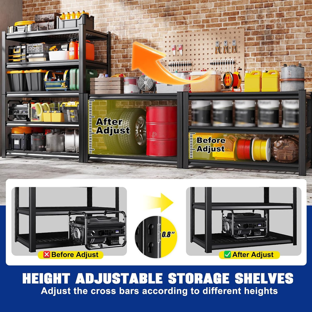 71.2" H-35.4" W Garage Shelving Heavy Duty Storage Shelves, Adjusta...