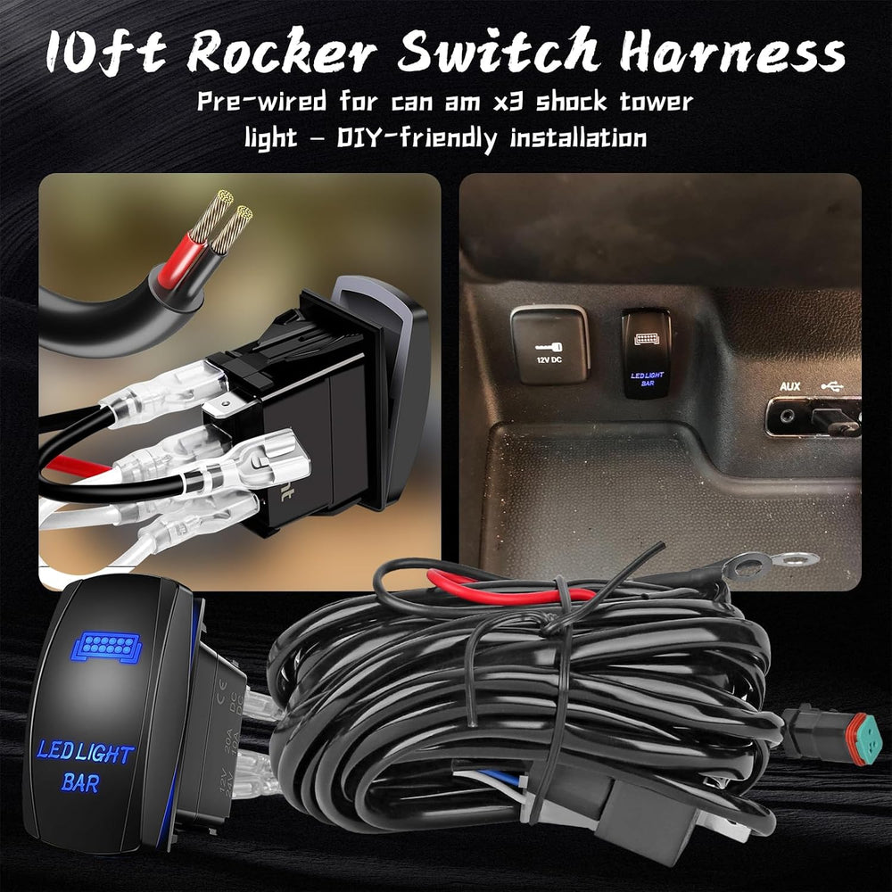 Can Am X3 Light Kits for Shock Tower Hood Mount, 50W Spot Flood Combo Beam wi...