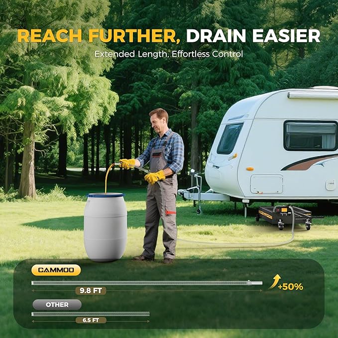 15 Gal Electric Oil Drain Pan, 110V High-Flow Pump, 9.8 FT Hose, 200 W Motor