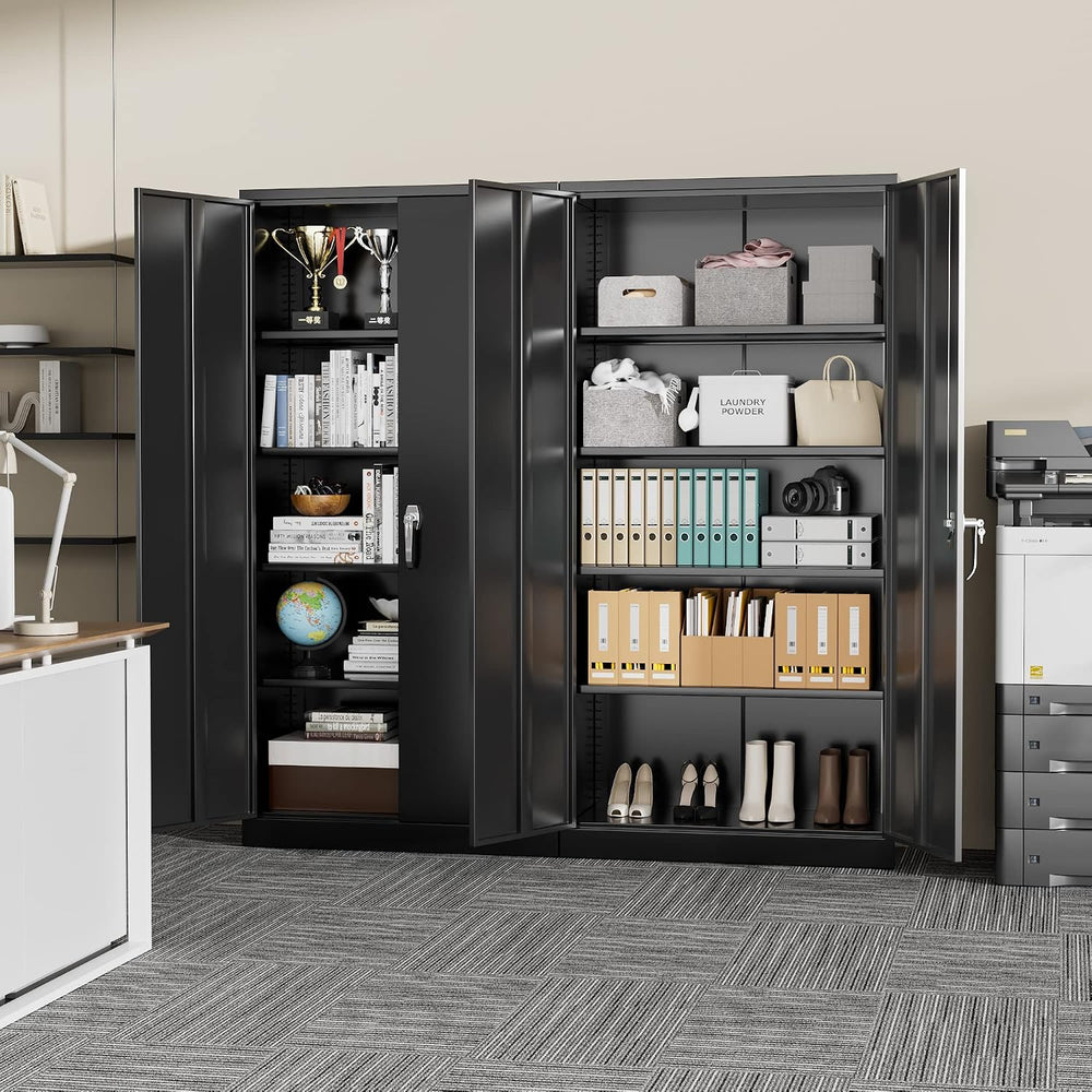 Steel SnapIt Storage Cabinet, 72" Locking Metal Garage Storage Cabinet w...