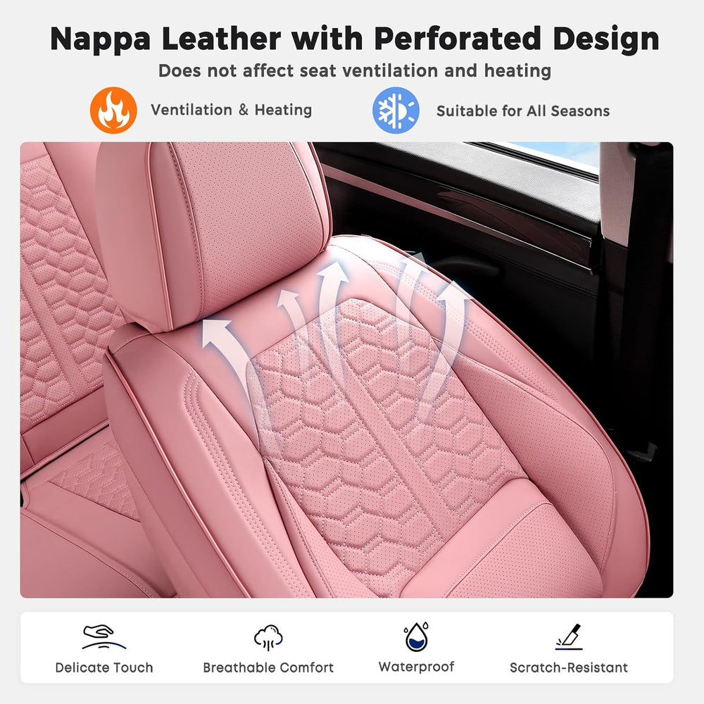 Huidasource Pink Car Seat Covers Full Set, Car Seat Covers Front and Rear Sea...