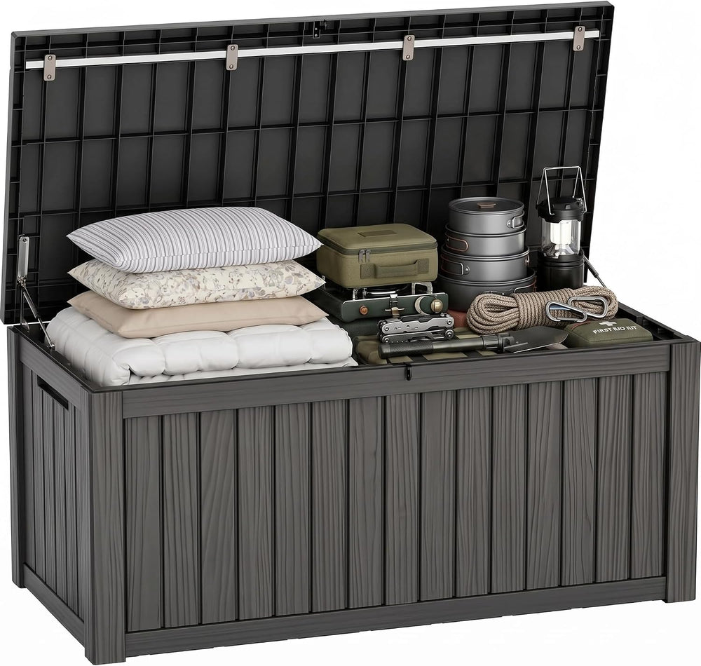 ROJIK 170 Gallon Waterproof Outdoor Deck Storage Box, UV Resistant๏ผ Lockable ...