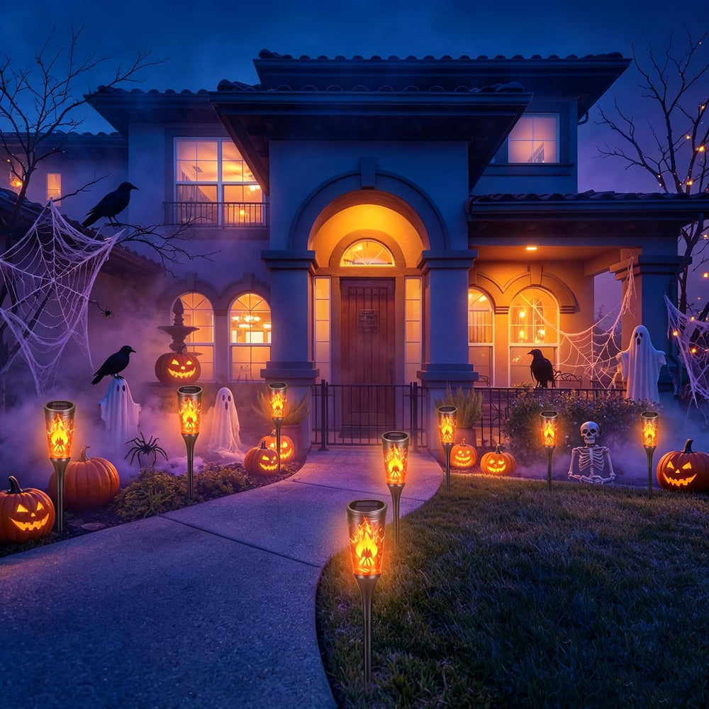 Toodour Solar Halloween Lights Outdoor, 10 Pack Solar Torch Lights
