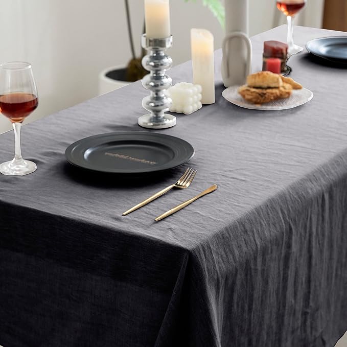 EVERLY 100% Pure Linen Rectangle Tablecloths 60x108Inches for Dining,Buffet P...