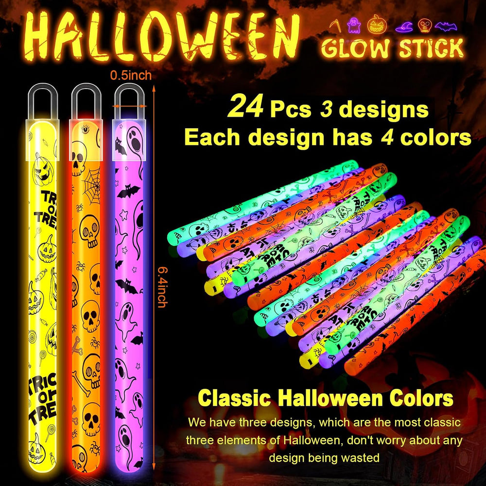 Lewtemi 96 Pcs Halloween Glow Sticks Bulk, Hanging Glow Wands Party Favors