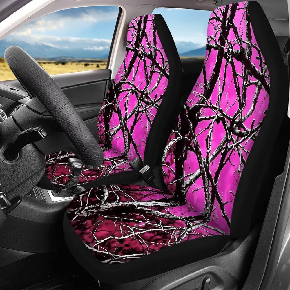 Car Seat Cover for Cars SUV Sedans Pink Camo Oak Hunting Print Automotive Sea...