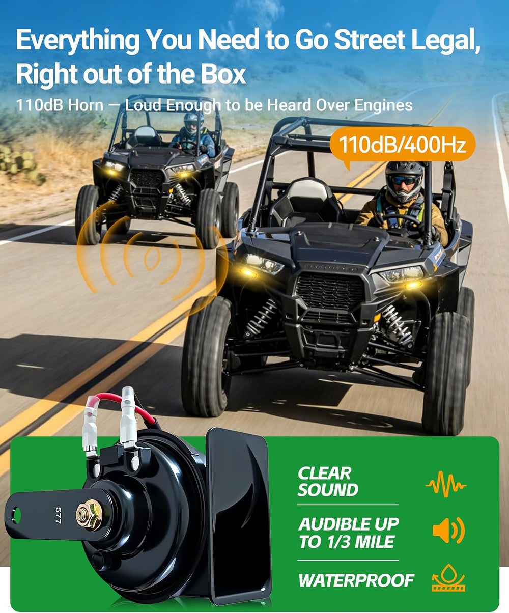 Universal UTV Turn Signal Kit with Horn 110dB, Plug&Play Street Legal UTV...