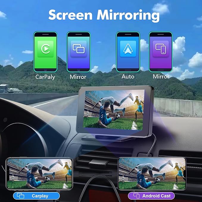 【Hieha】 2025 Wireless Portable Carplay and Android Auto, Carplay Screen