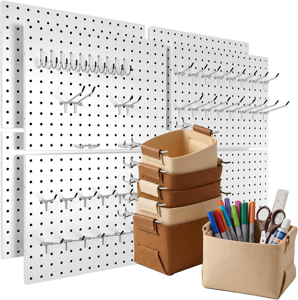 8 Pack Peg Board Organizer, Includes Metal PegBoard and Accessories