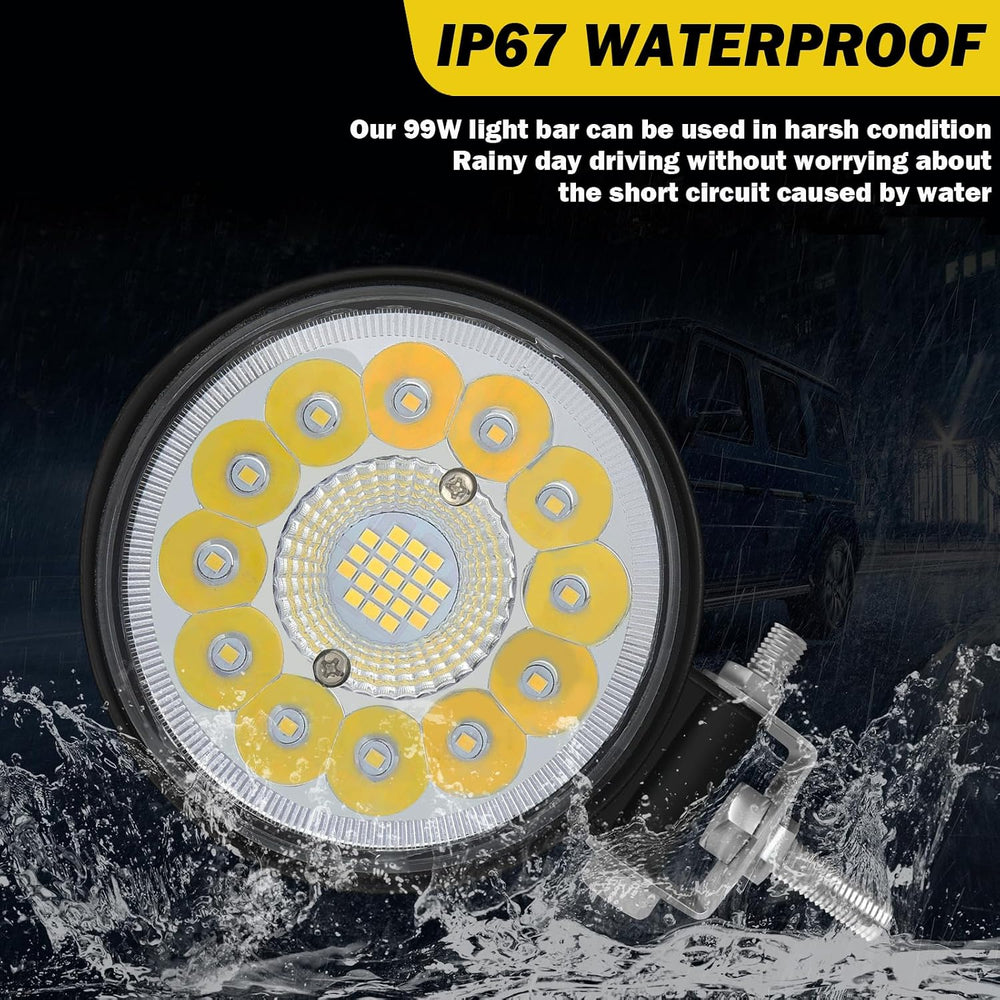 LED Spot Work Lights, 4 Inch LED Light Pods 99W Round Off Road Driving Light ...