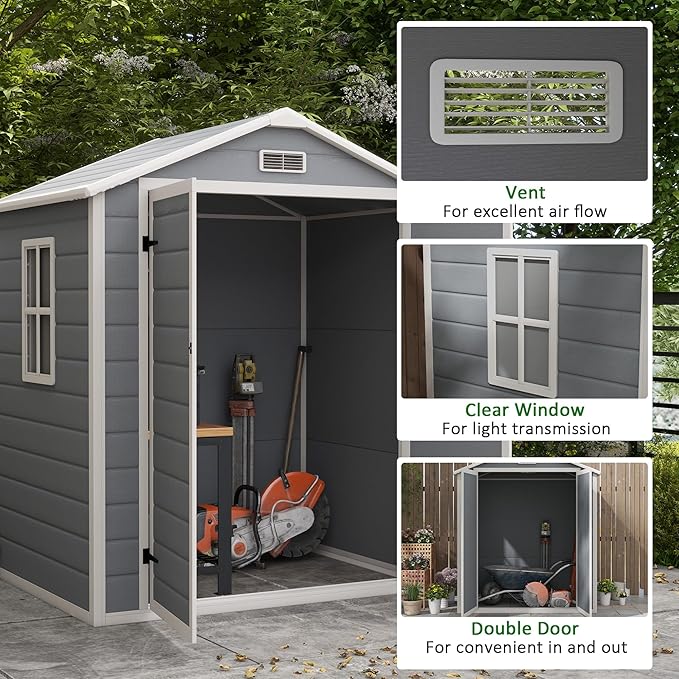 Outsunny 6' x 4.5' Outdoor Storage Shed, Plastic Shed