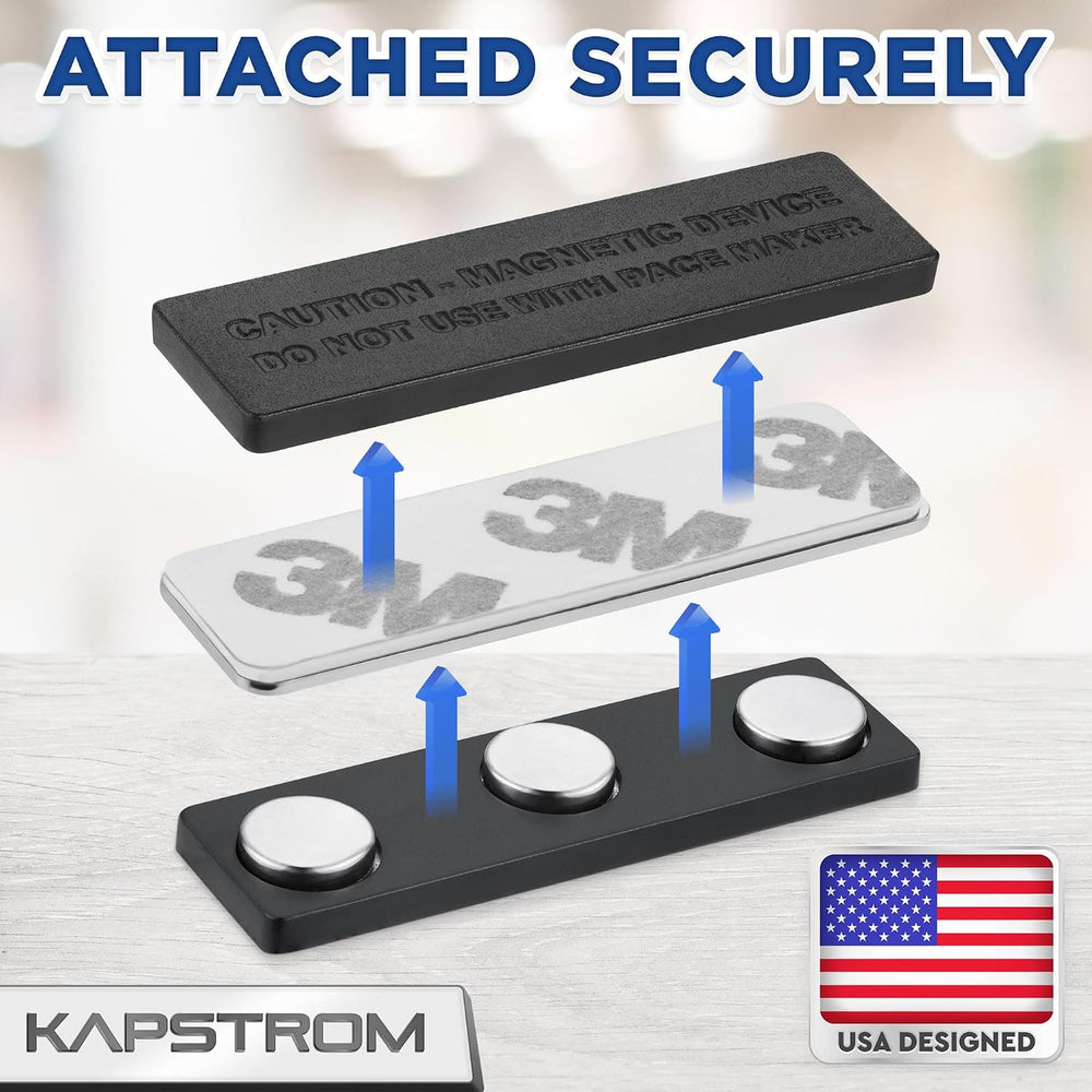 Premium Name Tag Magnets, 100 Pack 1.75 x 0.5" Stronghold Neodymium Magnets