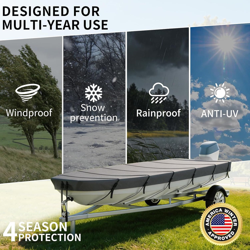 Jon Boat Cover 10-12ft,1200D 5-Layer Waterproof Oxford Fabric,Heavy Duty UV P...