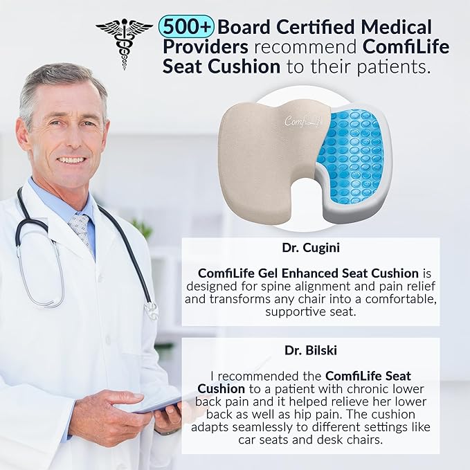 ComfiLife Premium Gel & Memory Foam Seat Cushion – Doctor Recommended Office