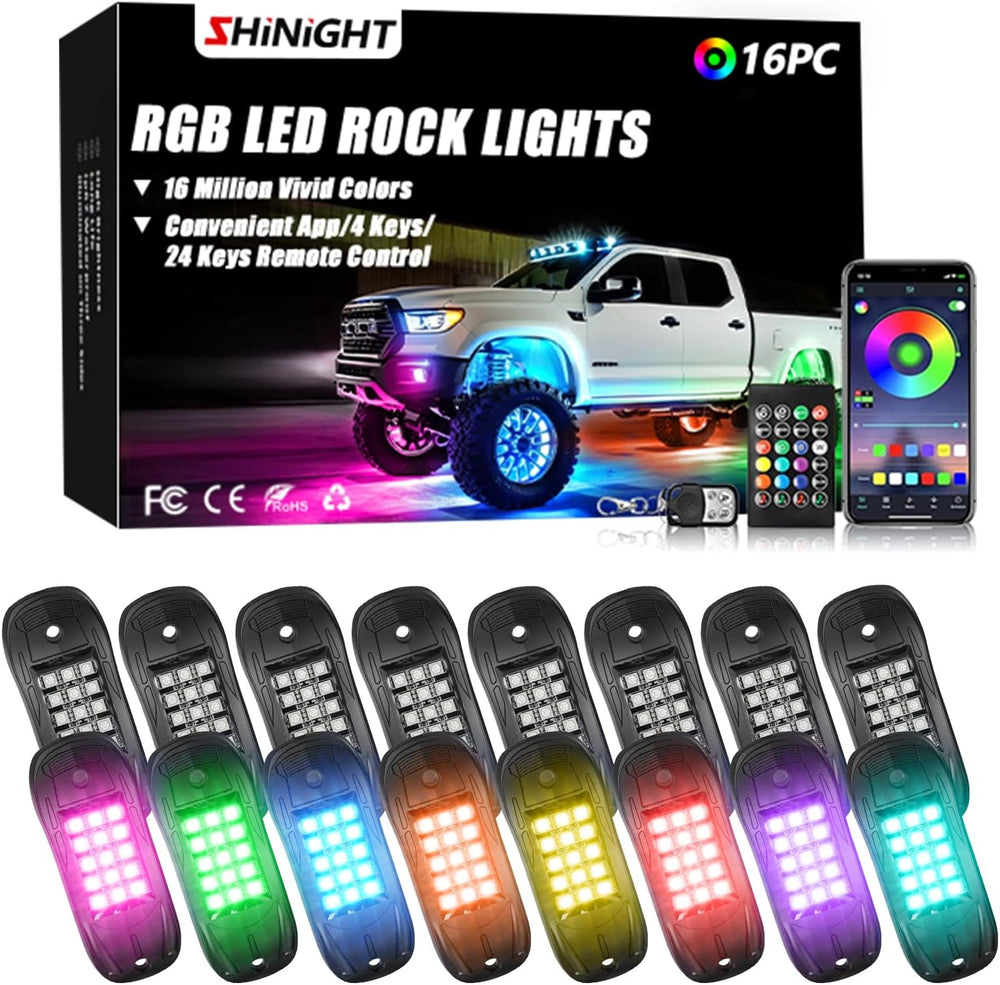 Led Rock Lights for Trucks,16 Pods Lights for Jeep Brightness Truck underglow...