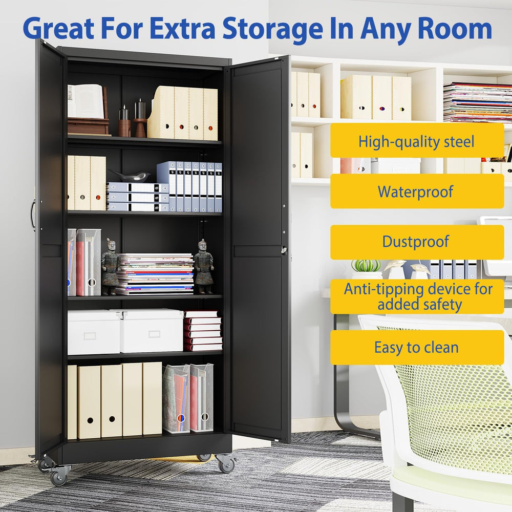 71" Metal Garage Storage Cabinets with Wheels