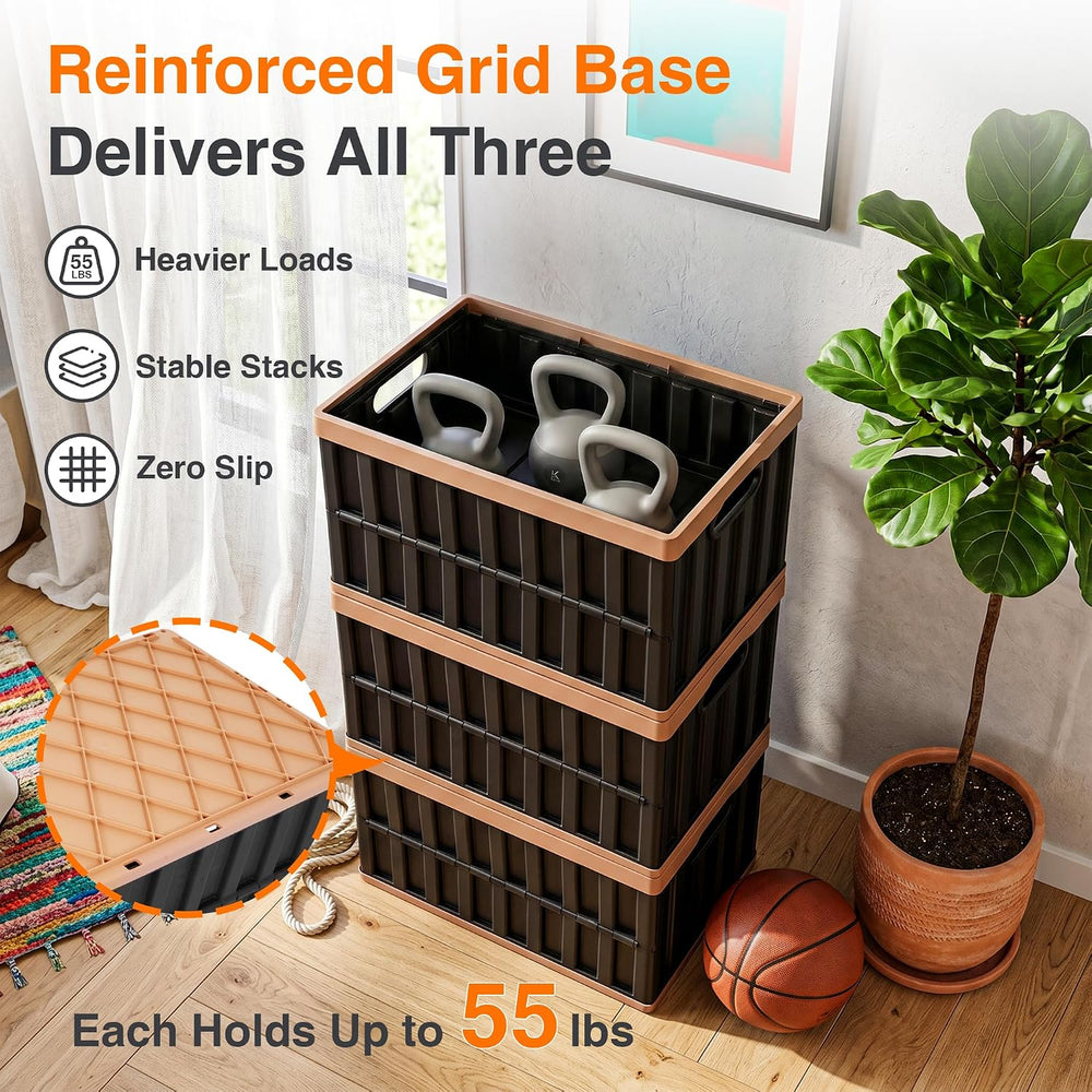 Citylife 2PC 64L Collapsible Storage Bins with Lids, Collapsible bins