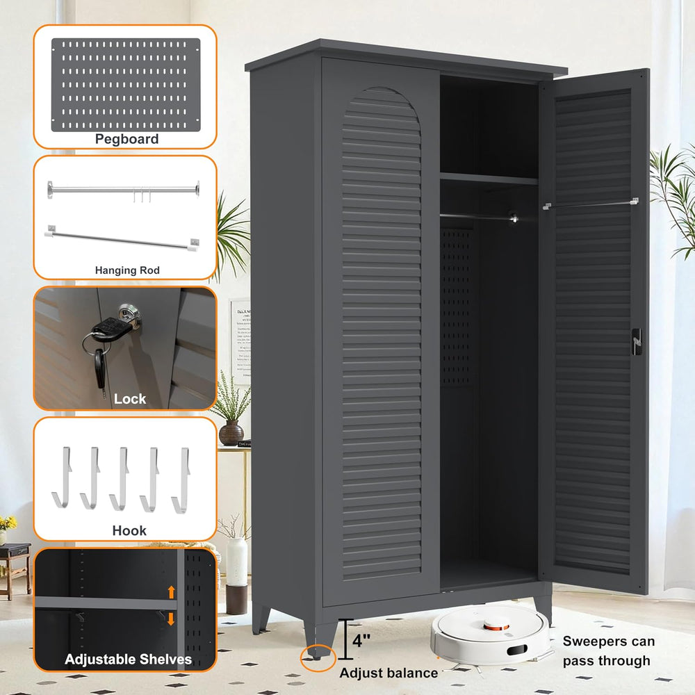 RYH 73" Tall Metal Outdoor Storage Cabinet(73" H × 35.4" W ×17...