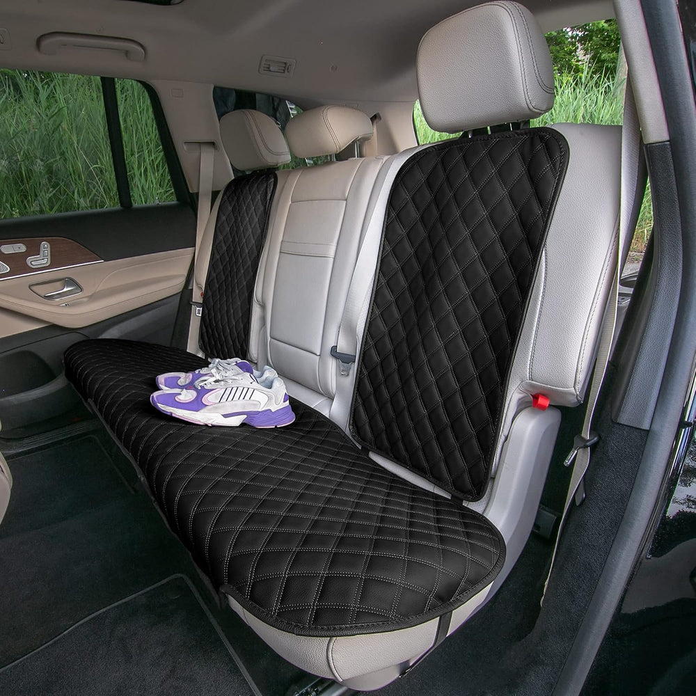 FH Group Car Seat Cushion Rear Set Black Faux Leather Automotive Seat Cushion...