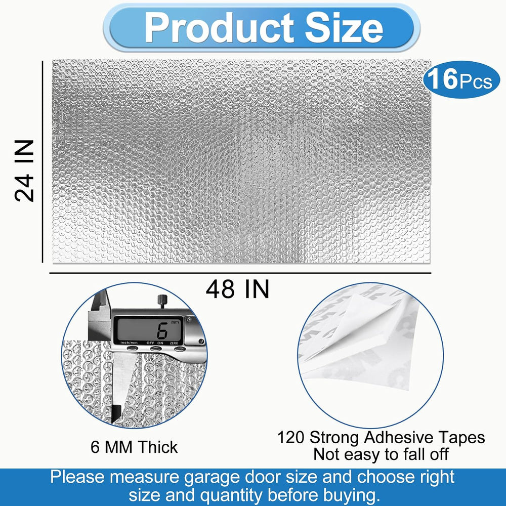 Garage Door Insulation Kit 16P Double Bubble Window Heat Insulation Panels, 6...
